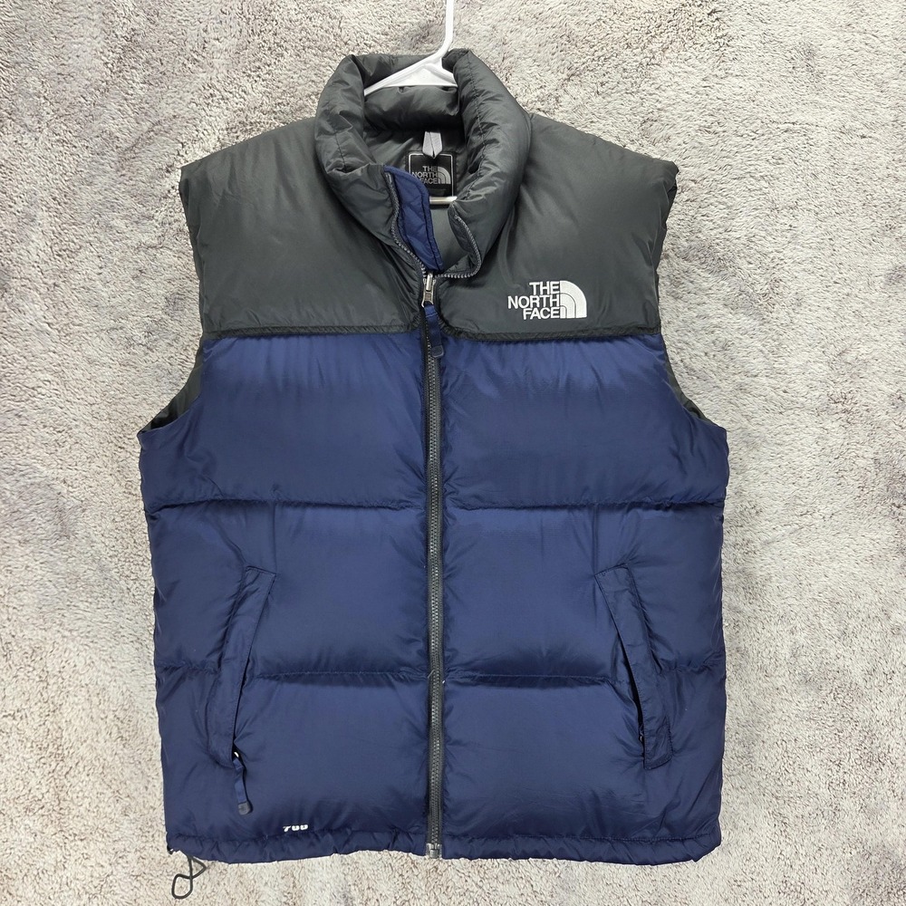The North Face Nuptse Vest Blue and Black Men's Size L 700 Fill Power Goose Dow